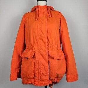 Old Navy Women’s Orange Jacket Coat Sz Small Anorak Hooded Removable Lined